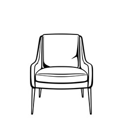 Fototapete - Armchair Line Art: A stylish monochrome illustration of a modern armchair, showcasing clean lines and a simple, elegant design, perfect for home decor or interior design projects.