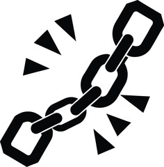 Poster - Minimalist silhouette of broken chains symbolizing freedom and release isolated on transparent background