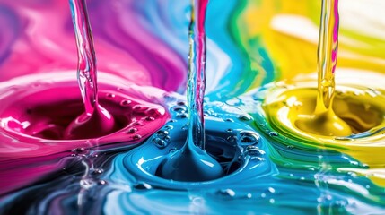 Poster - Vibrant Abstract Liquid Colors Swirling in Artistic Harmony