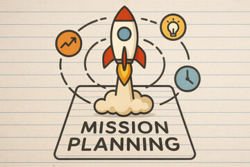 Poster - Mission planning supports growth and success by sparking idea and goal achievement with strategic innovation