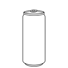 Fototapete - Aluminum Can Outline: A simple line art illustration depicts a blank aluminum beverage can, showcasing its cylindrical shape and pull-tab top.