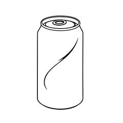 Fototapete - Aluminum Can Line Art: A simple black and white line art illustration of an aluminum beverage can, featuring a sleek design and smooth curves, perfect for commercial use.