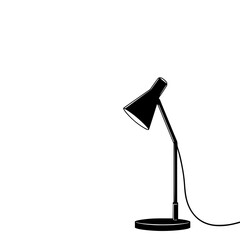 Poster - Desk Lamp Silhouette: A simple black and white vector illustration of a modern desk lamp, showcasing its sleek design and minimalist aesthetic.