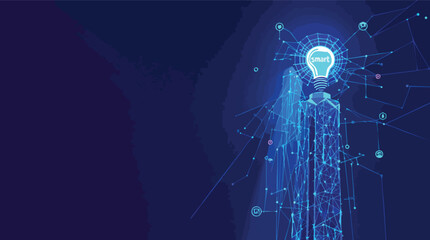 Poster - Futuristic digital illustration of a smart idea represented by glowing light bulb concept.