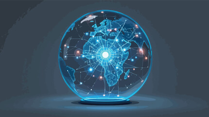 Poster - Futuristic globe visualization showing global network connections and data communication.