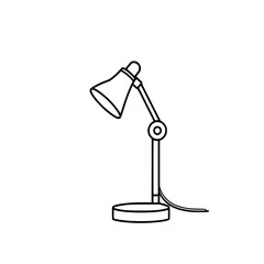 Fototapete - Simple Desk Lamp: A minimalist line art illustration of a classic desk lamp, showcasing its sleek design and adjustable arm against a white background.