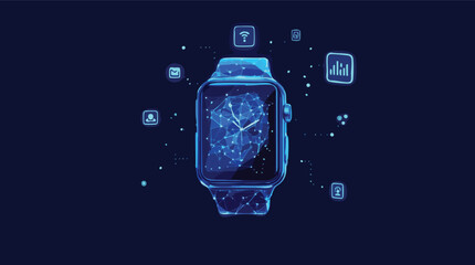 Poster - Futuristic smartwatch depicting technological connectivity and digital communication.