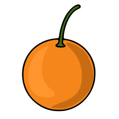 Poster - A vector illustration of a single, stylized orange with a prominent stem, featuring a bold outline and vibrant orange hues, perfect for design projects needing a simple yet eye-catching fruit element.
