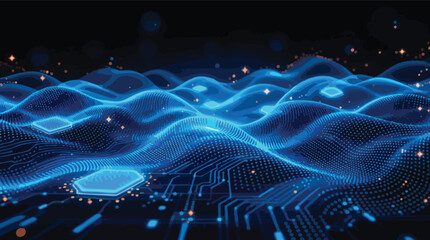 Poster - Abstract futuristic digital landscape depicting circuitry and advanced technology concepts.