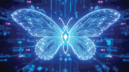 Poster - Digital butterfly depicting innovation technology and futuristic scientific concepts.
