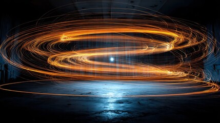 Poster - Abstract Light Painting with Long Exposure Technique in Dark Space