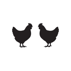 Poster - Black hen silhouette vector flat illustration design