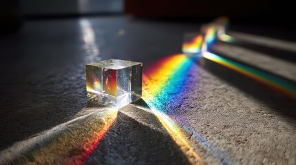 Poster - Crystal Prism Splitting Light into a Vibrant Rainbow Spectrum