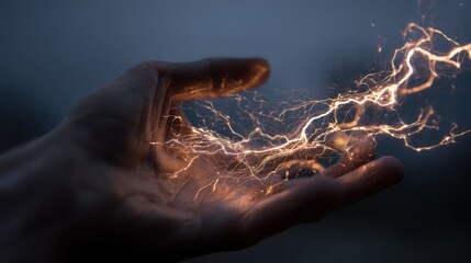 Poster - Electric Sparks Dancing Between Fingers in Dark Setting