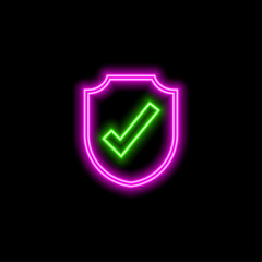 Fototapete - Green checkbox icon. neon style. success confirmation chart. neon.