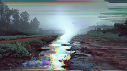 Poster - Glitch in Reality Showing Errors in the Rift of Digital Landscapes