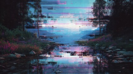 Poster - Surreal Glitch Art Depicting a Rift in Reality with Error Effects