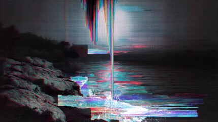 Poster - Abstract Glitch Art Portraying Rift and Errors in Reality