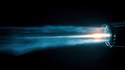 Poster - High-Tech Jet Engine with Glowing Exhaust Trails in Dark Background