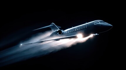 Poster - High-Tech Jet Engine Glowing Trails in Dark Background