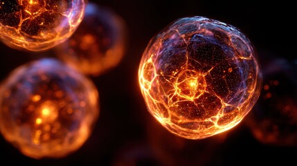 Poster - Glowing Orbs of Mysterious Energy in Dark Background