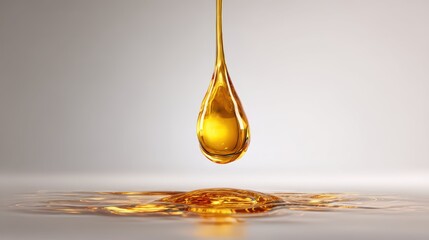 Poster - Golden Oil Drop Suspended in Mid Air Capturing Light Reflections