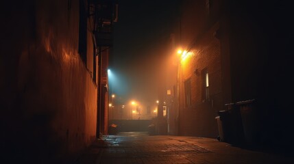 Poster - Moonlight Casting Shadows in a Quiet Alley at Night