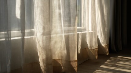 Poster - Natural Light Filtering Through Sheer Curtains in Bright Interior Space