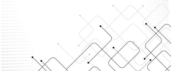 Fototapete - Vectors Abstract connecting lines and dots. Social networking, network connection and global communication technology background.