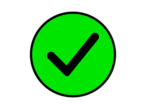 Green tick mark approved icon. Checkmark icon on green circle. Correct tick sign for website computer and mobile. Green tick verified badge symbol. Vector illustration.