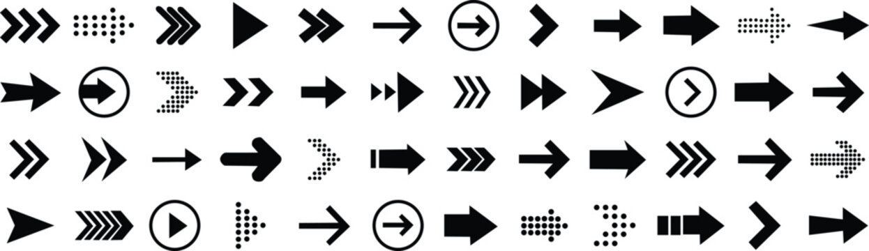 Black arrow vector icon pack.Arrow Icon Set. Pixel Perfect Vector EPS 10 Illustration.