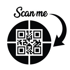 scan qr code icon. digital scanning qr code. qr code scan for smartphone. scan here text on top of t