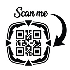 scan qr code icon. digital scanning qr code. qr code scan for smartphone. scan here text on top of t