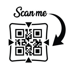 scan qr code icon. digital scanning qr code. qr code scan for smartphone. scan here text on top of t