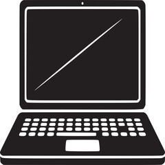 Poster - Black and white laptop vector illustration for graphic design and technology concepts and projects
