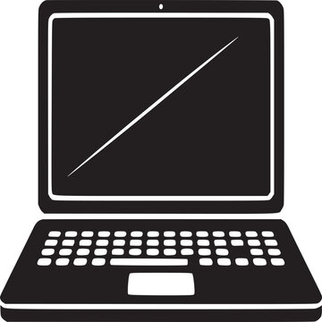 Black and white laptop vector illustration for graphic design and technology concepts and projects