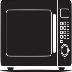 Poster - Microwave oven vector illustration, kitchen appliance icon, cooking equipment, black and white design