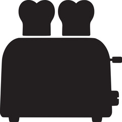 Poster - Toaster appliance kitchen breakfast bread toast silhouette vector illustration icon graphic