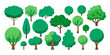© jannat Stock - Collection of diverse green trees in a flat vector illustration style