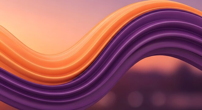 Photo of abstract orange and purple wave flows smoothly