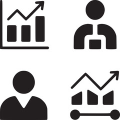 Poster - Business growth and team management vector icons for financial success and career development
