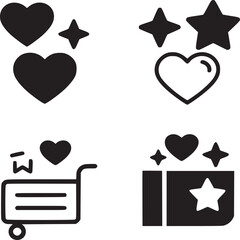 Poster - Vector icons set of hearts stars shopping cart gift box for love and valentine's day concept