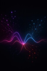 Poster - Dynamic lines of vibrant neon light undulate and connect, symbolizing networks and data flow against a dark backdrop. This photorealistic image evokes energy and technological innovation.