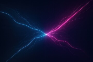 Poster - Dynamic strokes of vibrant neon light dance across a dark backdrop, merging in an electrifying spectacle that evokes energy and cutting-edge technology.