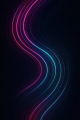 Poster - Abstract dynamic lines in radiant neon colors, dance gracefully against a deep, dark background, creating a sense of motion and energy.