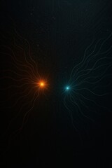 Poster - Abstract digital artwork with opposing colored lights, their tendrils reaching into a dark, unknown space. The artwork evokes a sense of conflict, contrast, and the interplay of forces.