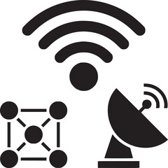 Poster - Wireless communication network technology signal antenna satellite dish icon vector graphic design