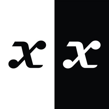 Music Logo on Letter X Concept. X Music Note Sign, Sound Music Melody Template Stock Vector