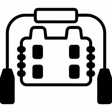 Modern Defibrillator Icon Vector — Black Silhouette Medical Symbol Design