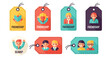 © Arbystudio - A friendship tags set, friendship icons, showing love, connection, togetherness, and unity, featuring friends, relationships, support on various tags, bonding and affection